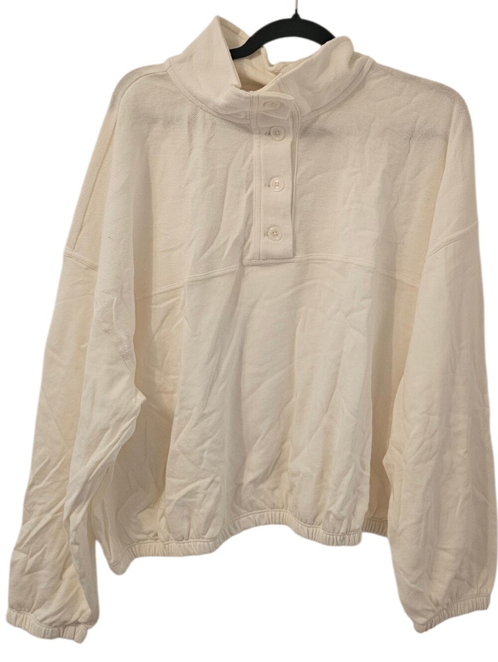 White Old Navy Women's Button-Up Funnel-Neck Sweatshirt